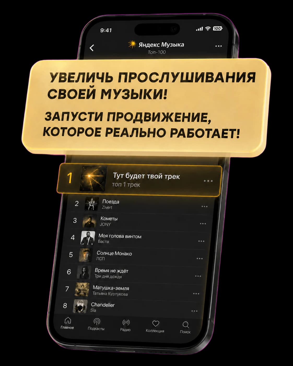 Продвижение музыки в Топ-100 Яндекс Музыки